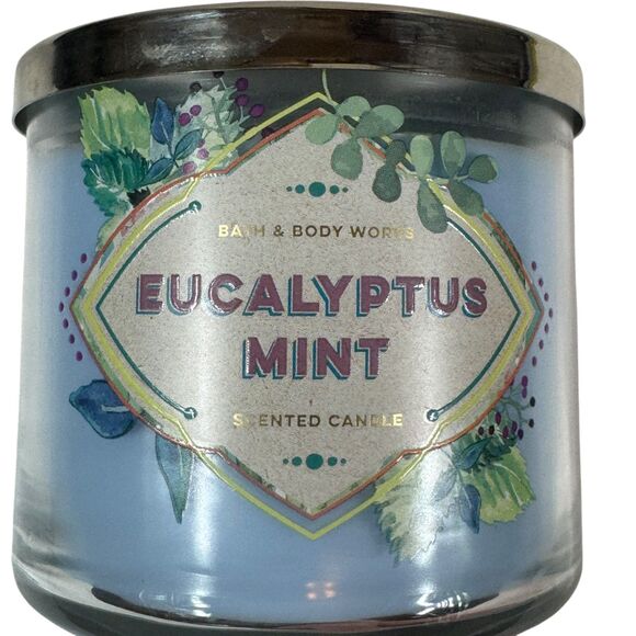 NEW Bath & Body Works Eucalyptus Mint 14.5 Oz 3 Wick Candle Crisp Fresh Scent - Picture 8 of 8